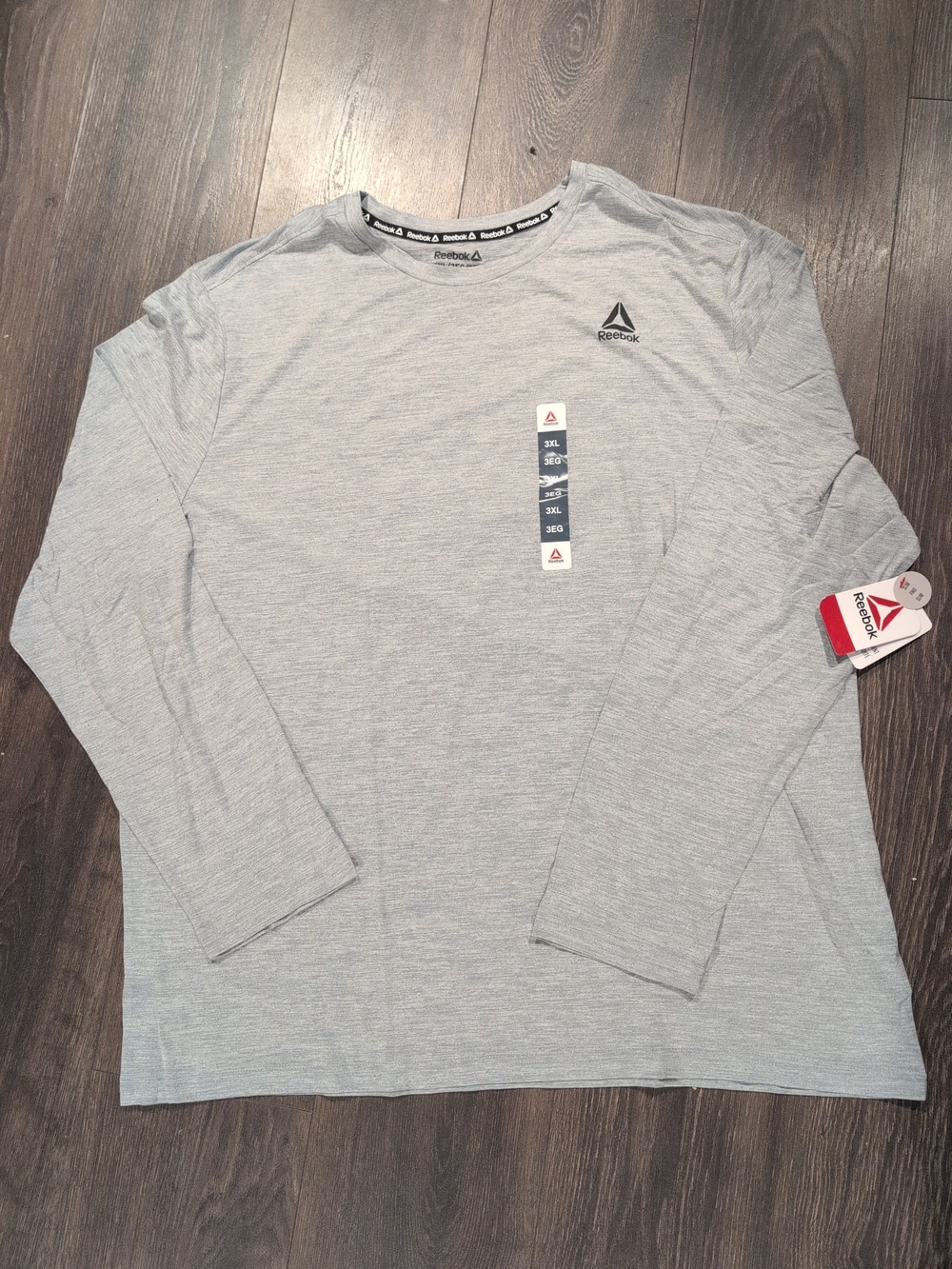 Reebok Men's Long Sleeve Delta Core T-Shirt Gray 3XL NWT Moisture Management